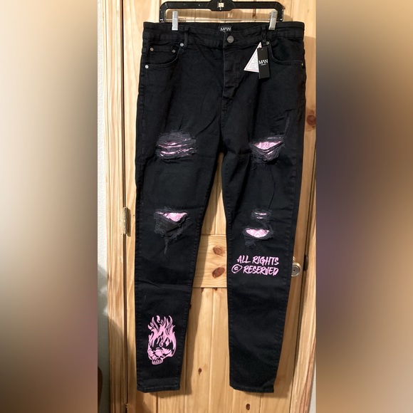 Boohoo Moto Straight Leg Jeans Boohoo Man Jeans Nwt Boohooman Mens